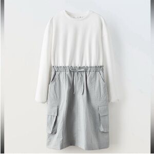 Zara kids, Gray, MIXED CARGO DRESS, 9 years (52,8 inches)